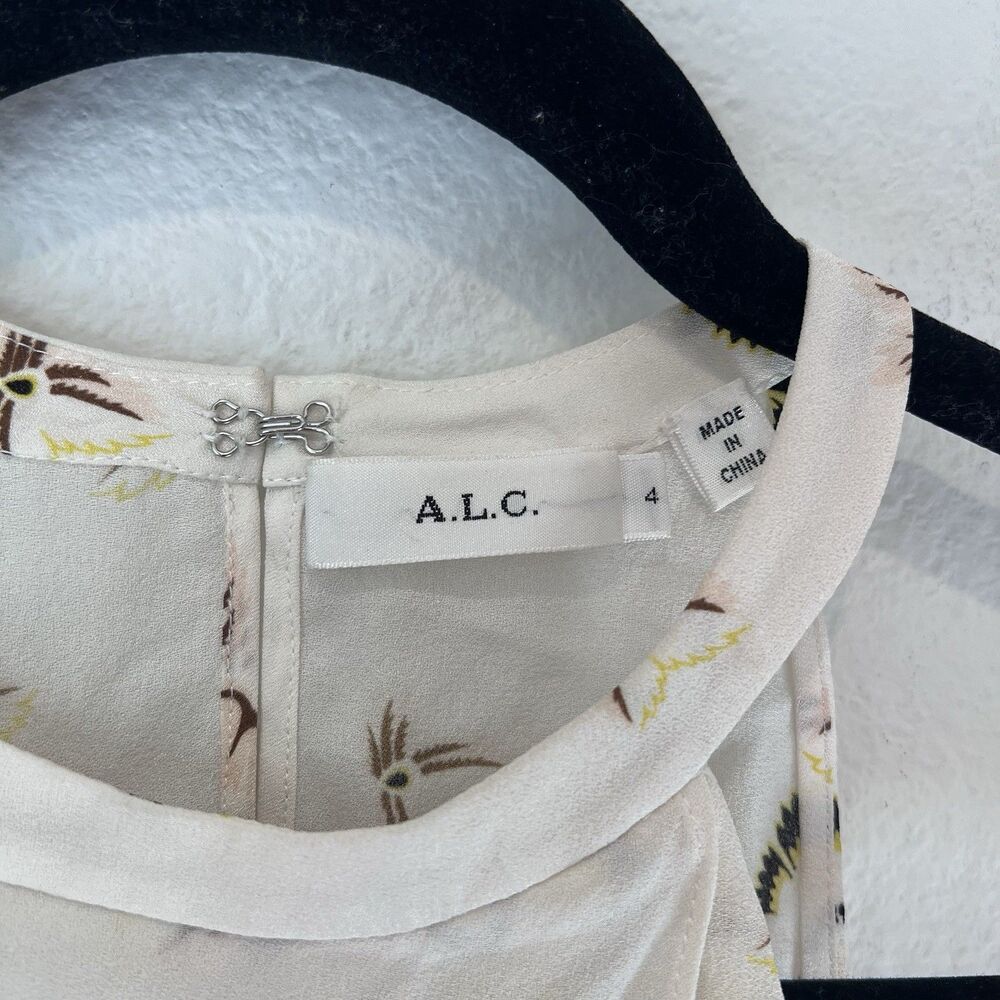 A.L.C. Silk Binx Floral Peplum Sleeveless Button Blouse Top Size 4 Career Spring - Picture 3 of 7